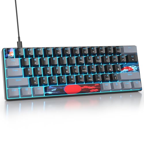 Owpkeenthy Wired 60% Percent Mechanical Gaming Keyboard with Blue Switch Ultra Compact RGB Gaming Keyboard Backlit Keys N-Key Rollover for PC Gamer (Dark/Blue Switch) - color: Dark/ Blue Switch