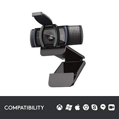 Logitech C920S HD Pro Webcam, Full HD 1080p/30fps Video Calling, Clear Stereo Audio, Light Correction, Privacy Shutter, Works with Skype, Zoom, FaceTime, Hangouts, PC/Mac/Laptop/Tablet/Xbox | Full HD 1080p/30fps Video, Dual Stereo Mics, HD Autofocus, Auto