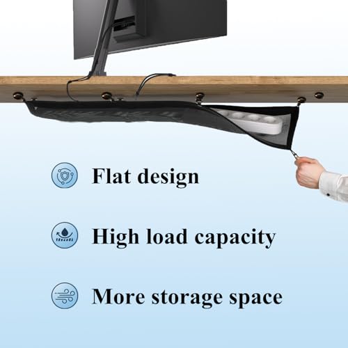 Under Desk Cable Management Net, Heavy-Duty Mesh Desk Wire Organizer, Large Capacity Under Desk Cord net for Home Office & Gaming Setup, Adjustable & Sturdy Cable Management net