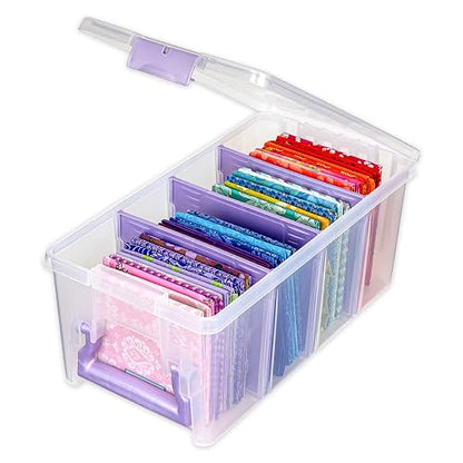ArtBin Semi Satchel 휴대용 공예 정리함, 칸막이 3개 포함 - 미술 및 공예 용품을 위한 투명 플라스틱 보관 케이스 | 탈착식 칸막이 3개, 39.9 x 20.3 x 16.2cm(15.2 x 8 x 6.2인치), 안전한 걸쇠, 운반 손잡이, 투명하고 내구성 - color: 퍼플., size: Pack of 1