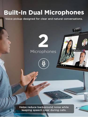 Lenovo Essential FHD Webcam Gen 2, Full HD, 1080p, Dual Microphones, 85 Degree FOV, 30 fps, USB-A Connection, Bulit-in Manual Privacy Shutter, Black