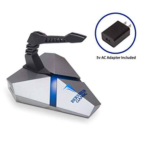 LOKI Gaming Mouse Bungee Stand - RGB LED Lights - 4 Port USB 3.0 Hub with Active Power - Micro SD Card Reader Slot - PC; Mac; Linux
