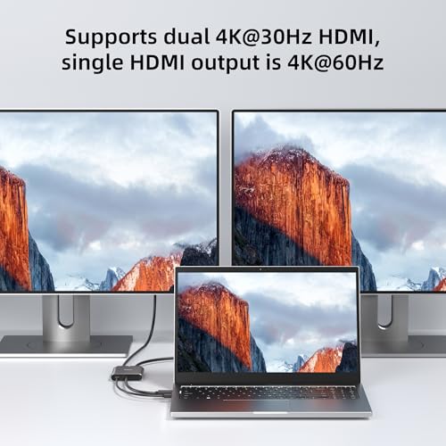 4K@60Hz DisplayPort to Dual HDMI Adapter – Display Port to 2 HDMI Splitter, MST Dual Monitor Splitter for Computer Laptop Graphic Card,PC,Windows