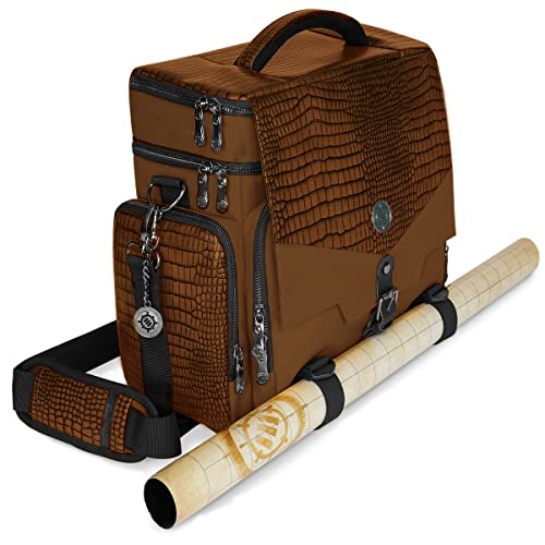 ENHANCE Travel Bag for DND Collector's Edition, Bag Compatible with Dungeons and Dragons, Combat Mat Holder, Dice Pockets and Accessories, Carry 4-8 Books (Brown Dragon) - color: Brown Dragon