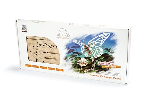 Ugears Wooden 3D Puzzles for Adults - Butterfly Puzzle Mechanical Model Kit - 3D Wood Puzzles Adult Automaton - Kinetic Sculpture Models for Adults to Build Butterfly Kit DIY Miniature Kit - 161 Pcs - style: Butterfly