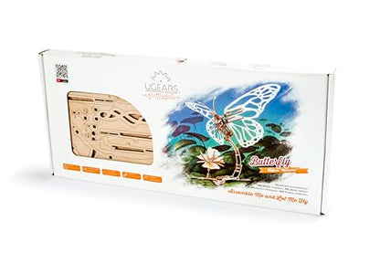 Ugears Wooden 3D Puzzles for Adults - Butterfly Puzzle Mechanical Model Kit - 3D Wood Puzzles Adult Automaton - Kinetic Sculpture Models for Adults to Build Butterfly Kit DIY Miniature Kit - 161 Pcs - style: Butterfly