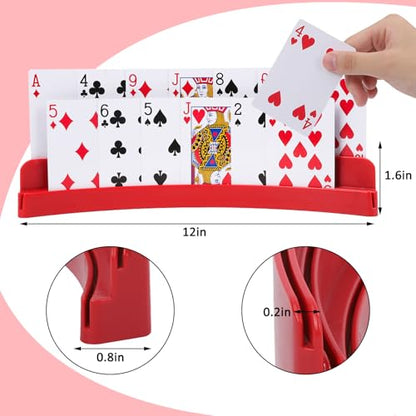 2 Packs of Double-Layer Card Holders，Playing Card Holder for Kids Adults Hands Free Card Holder for Family Card Game Nights Poker Parties - color: Red(2pack)
