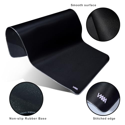 Vyaaa 47" x 20" RGB Gaming Mouse Pad, XXL LED Desk Mat with 9 Light-Up Modes, Smooth Surface & Non-Slip Rubber Base for Gaming/Office/Home (Black) - color: Black, size: 47L x 20W inches