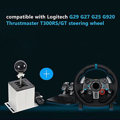 GSTP PC USB Simulator Shifter Compatible with G29 G27 G25 G920 T300RS/GT Steering Wheel Sequential H Gear Shifter Compatible with ATS ETS Dust WRC Sim Racing Games 7+R Silver