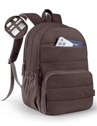 Uselike Travel Backpack for Women, 15.6 Inch Laptop Backpack, Quilted College Bookbag, Cute Work Backpacks, Water Resistant (Dark Brown) - color: Dark Brown