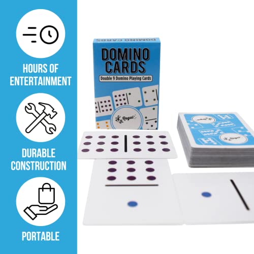 Regal Games - Double 9 Domino Playing Cards - Colored Dots Deck - Family-Friendly Domino Card Game - 2-8 Players - Ages 8+ - 55 Card Deck - 3.5” x 2.5” - color: Double 9 Dominoes