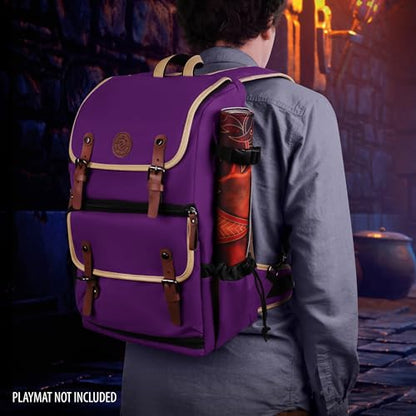 ENHANCE Designer Edition TCG Backpack - MTG Deck Bag Card Binder Space, TCG Deck Box Storage, MTG Playmat Holder - Card Storage Compatible with Magic the Gathering, Pokemon, Lorcana (Canvas Purple) - color: Canvas Purple