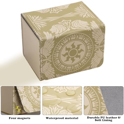 Deck Box for MTG Cards, Trading Commander Deck Case Holds 120+ Sleeved Cards, PU Leather Magnetic Collectible Card Storage Box Fits for TCG Magic Card (Yellow) - color: Yellow