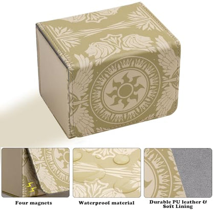 Deck Box for MTG Cards, Trading Commander Deck Case Holds 120+ Sleeved Cards, PU Leather Magnetic Collectible Card Storage Box Fits for TCG Magic Card (Yellow) - color: Yellow