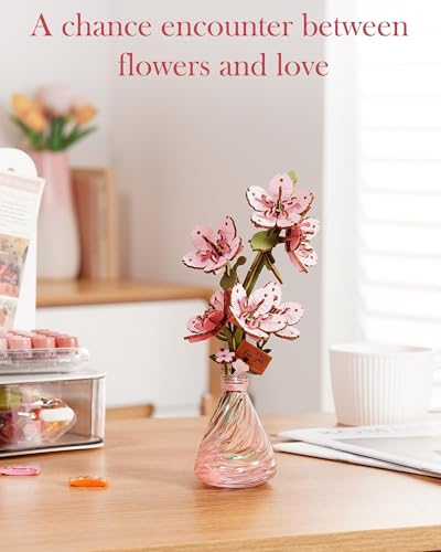3D Flower Wooden Puzzles for Adults-Sakura, DIY Wooden Flowers Cherry Blossom Building Set Crafts Birthday Gifts, Japan Botanical Collection/Ideal Creative Gift Ideas/Housewarming (113PCS) - style: TW-Sakura