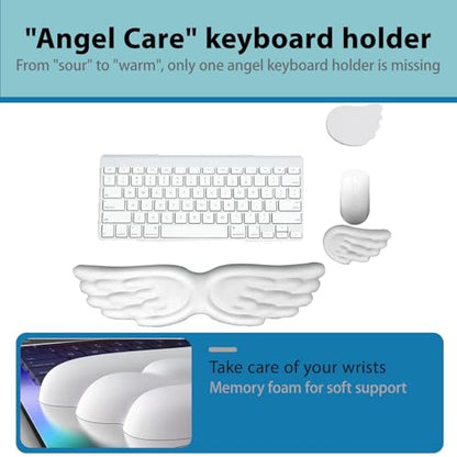 Angel Wing Wrist Rest, Angel Wings Wrist Rest Ergonomic Memory Foam Wrist Rest for Computer Keyboard Mouse Set, Cute Gaming Keyboard Cushion Hand Support