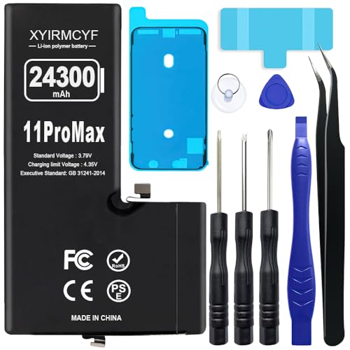 XYIRMCYF 24300mAh Super Capacity Battery Compatible with iPhone 11 Pro Max, 0 Cycle Li-Polymer Replacement Battery for iPhone 11 Pro Max, with Professional Repair Tool Kit - color: 11ProMax-24300