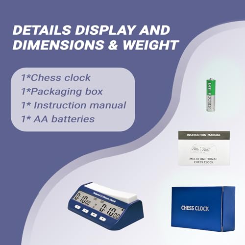 Chess Clock, Competition Specific Chess Timer, Portable Digital Electronic Large Screen Chess Clock,Suitable for Timers in Chess, Go, Checkers, and Other Board Games (Navy Blue) - color: Navy Blue