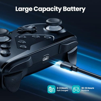 VOYEE Switch Controllers Compatible with Switch/Lite/OLED, Programming Wireless Pro Controller with Motion Control, Vibration, Wake-up, Turbo, Screenshot - color: Gray