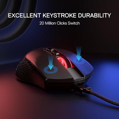 Redragon M695 Wired Optical Gaming Mouse 24000 DPI Remapping Keys | Stable Lag-Free Connection, Smooth Precise Tracking, Programmable Button, Ergonomic Grip Body Comfort