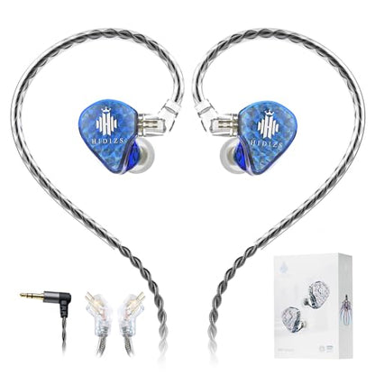 Hidizs MS1 Galaxy IEM Gaming Earphones - Dual Magnetic Engine for Immersive Gaming Sound Wired Earbuds/Inline Mic/Detachable 2-Pin Cable, 3.5mm Plug - color: Blue, size: No Mic