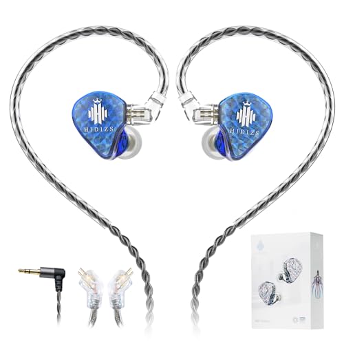 Hidizs MS1 Galaxy IEM Gaming Earphones - Dual Magnetic Engine for Immersive Gaming Sound Wired Earbuds/Inline Mic/Detachable 2-Pin Cable, 3.5mm Plug - color: Blue, size: No Mic