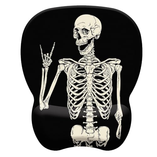 Mouse Pad with Wrist Support, Ergonomic Mousepad with Comfortable Memory Foam Wrist Rest Cushion, Relieve Wrist Pain, Non-Slip Rubber Base Gaming Mice Pad for Home Office Computer, Human Skeleton - color: Human skeleton