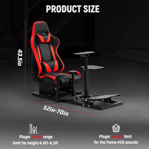 Dardoo Flight Racing Simulator Cockpit with Ergonomic Seat Fit for Logitech G29 G923, for Thrustmaster T150 Hotas Warthog,Adjustable Steering Wheel Stand,Excluding Wheel,Pedal,Handbrake & Joystick