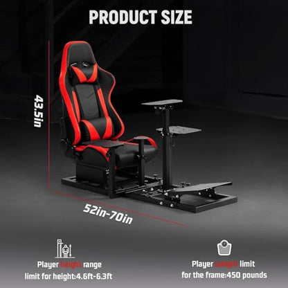Dardoo Flight Racing Simulator Cockpit with Ergonomic Seat Fit for Logitech G29 G923, for Thrustmaster T150 Hotas Warthog,Adjustable Steering Wheel Stand,Excluding Wheel,Pedal,Handbrake & Joystick