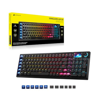Corsair Vanguard AIR 99 Wireless RGB Gaming Keyboard – US QWERTY – Black | 99% Layout, Low-Profile, Optical-Mechanical, OPX Switches, 8000Hz, Stream Deck Integration, Flashtap SOCD - color: Black