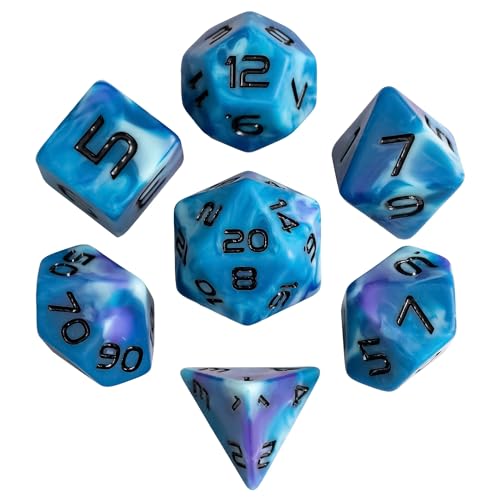HDdais 7PCS DND Dice Set RPG Resin Polyhedral Dice Set Camouflage Color with Leather Pouch for D&D Role Playing Games and Other Tabletop Games (Blue) - color: Camo-blue