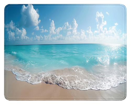 Anti Slip Rubber Beach Gaming Mouse Pad, Stitched Edge Computer Mouse Pad | High Density Smooth Surface, Anti Slip Rubber Bottom Stable And Not Displaced, Exquisite Lock Edge Wear-Resistant And Durable - color: Beach