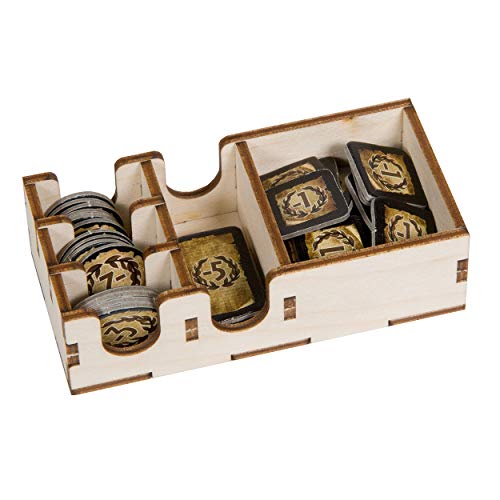 The Broken Token Game Organizer Compatible with 7 Wonders (1st Edition) and Expansions - Wooden Game Organizing Box with Multiple Trays and Dividers