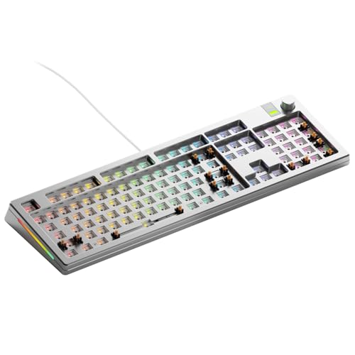 GLORIOUS Gaming - GMMK 3 PRO Barebones Custom Keyboard Kit w/Knob, Custom Modular Aluminum Body & Gasket System, Hotswappable 100% Keyboard, Sound Dampening Foam, Aluminum Switch Plate ANSI (Silver) - color: Silver, size: Full Size, style: GMMK 3 Pro