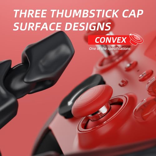 eXtremeRate 6 in 1 Metal Replacement Thumbsticks for Xbox Elite Series 2 Controller, Passion Red & Metallic Silver Swappable Magnetic Analog Stick Joystick Caps for Xbox Elite 2 Controller -Model 1797 - color: Passion Red & Metallic Silver