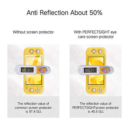 PERFECTSIGHT Anti Blue Light Anti Glare Tempered Glass Screen Protector Compatible with Nintendo Switch Lite 5.5 inch, [Eye Protection] [Great Gaming Experience] - Matte Clear Anti Fingerprint 1 Pack - size: NS Lite 5.5 inch