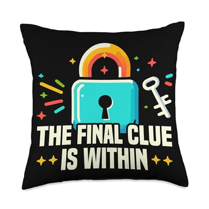 Escape Room Game Lockpicking Puzzle Room Exit Game Throw Pillow - size: 18x18