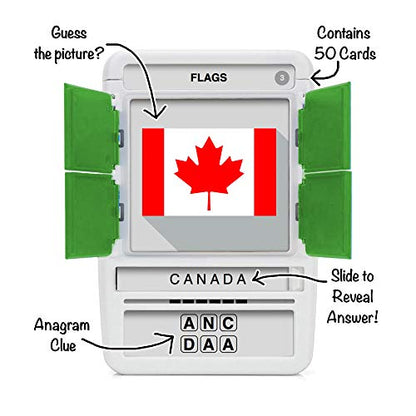 Flags of The World Travel Game - Learn 100 Country Flags | Flash Cards with Slide Reveal Case | Geography Card Game, Gift, Stocking Stuffer | for Kids and Adults | Ages 6+ - style: Flags of the World