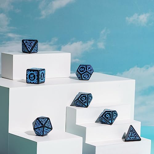 DND Dice Set -D&D Polyhedral Dice (7 Pcs) Druid Dice with Leather Dice Bag for Role Playing Dice Games RPGs(Druid - Black Blue) - color: Druid - Black Blue