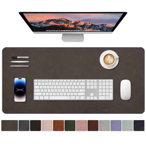 CHEERYGOO Leather Desk Pad Protector, Mouse Pad, Office Desk Mat, Non-Slip PU Leather Desk Blotter, Laptop Desk Pad, Waterproof Desk Writing Pad for Office and Home 31.5"x 15.7" L Dark Coffee - color: Dark Coffee, size: 31.5" x 15.7"