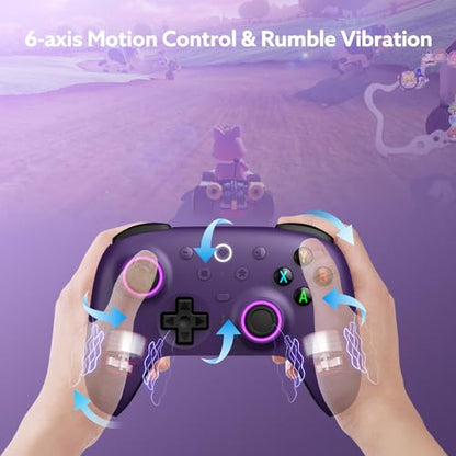 8Bitdo Ultimate 2 Wireless 2.4G Controller (Purple) | For Windows PC, Apple, Steam & Android, TMR Joystick, Star-Ring RGB Lights, Adjustable Trigger Locks, Charging Dock Included - color: Purple
