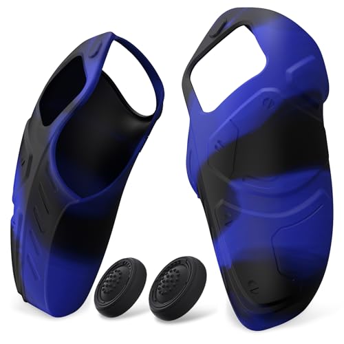 PlayVital Mecha Edition Blue & Black Ergonomic Soft Controller Silicone Case Grips for ps5, Rubber Protector Skins with Thumbstick Caps for ps5 Controller - Compatible with Charging Station - color: Blue & Black