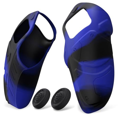 PlayVital Mecha Edition Blue & Black Ergonomic Soft Controller Silicone Case Grips for ps5, Rubber Protector Skins with Thumbstick Caps for ps5 Controller - Compatible with Charging Station - color: Blue & Black