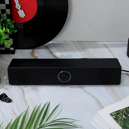 HOMSFOU Sound Bar System 2.0 Stereo Desktop Speaker for Tv Pc Mobile Devices Compact Home Soundbar with Clear Audio Easy Setup and Portable Design 12.40X2.20X2.20In