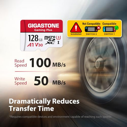 【for Switch 1 Only】 GIGASTONE Micro SD Card 128GB 5-Pack, Gaming Plus, MicroSDXC Memory Card for Nintendo-Switch 1, UHS-I U3 A1 Class 10, up to 100MB/s, with MicroSD to SD Adapter - color: 128GB Gaming Plus 5-Pack
