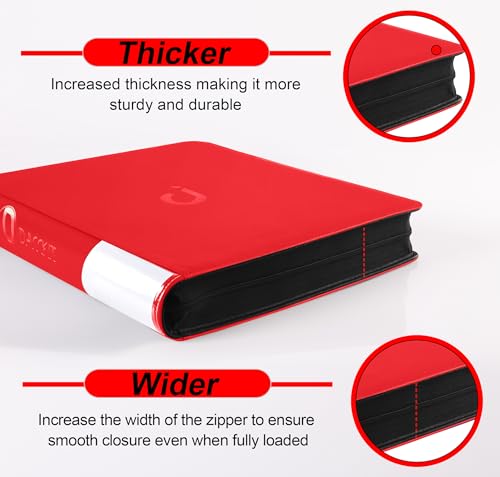 Premium 2000 Pocket Card Binder - 20 Pocket Trading Card Binder with Sleeves Fits 2000 Cards, Ringless Card Album for TCG - Model A，Classic Red - color: 20P - Classic Red