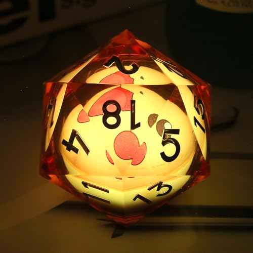 D20 55mm Dice,DNDND LED 20 Sided Resin Dice with Gift Velvet Pouch for Dungeons and Dragons and Table Game(Cartoon) - color: Led 55mm Cartoon