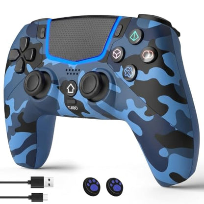 Linhugame Wireless Controller for ps5, Compatible with playStation 5/PC,Controller with Hall Joysticks/Turbo/6-Axis Gyro/Touchpad/3.5mm Audio Jack/Speaker, Compatible with original charging(Dock-Blue)