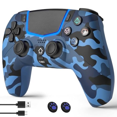 Linhugame Wireless Controller for ps5, Compatible with playStation 5/PC,Controller with Hall Joysticks/Turbo/6-Axis Gyro/Touchpad/3.5mm Audio Jack/Speaker, Compatible with original charging(Dock-Blue)