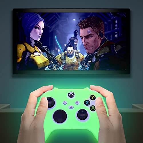 Glow in The Dark Silicone Cover Skin for Xbox Series X Controller, Anti-Slip Soft Rubber Case Protector for Xbox Series S Controller with 6 Thumb Grip Caps Glow in The Dark. - color: Glow Green